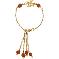 Mahi Gold Plated Swastik And Rudraksha Lumba Rakhi For Bhabhi (Ral1100811G)