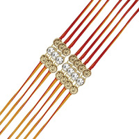 Accessher Mens Traditional Gold Plated Elegant And Stylish Rhinestones Rakhi For Beloved Brother Pack Of 10 With Roli Kumkum Packets And Happy Rakshabandhan Card