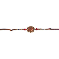 Accessher Mens Traditional Meenakari Peacok Design Rakhi For Beloved Brother & Gifting With Roli Kumkum Packets & Happy Rakshabandhan Card