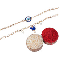Salty Bhaiya Bhabhi Rakhi Set Of 2 Evil Eye | Rakhi Gift Pack For Sister, Bhaiya | Bracelet For Men, Women | Fancy Jewellery Combo Gifts | Ideal For Gifting Hamper