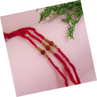 I Jewels Rudraksha & Sandalwood Beads Rakhi With Roli Chawal & Rakshabandhan Card For Men/Bro/Brother (R336-3) (Pack Of 3)