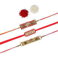 Accessher Rhinestones Fabric Quirky Rakhi Set Of 3 For Brother With Roli Kumkum Packets And Happy Rakshabandhan Card For Love Celebration And Traditions