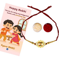 Jwella Love U Bro Rakhi With Funny Raksha Bandhan Card, Roli & Chawal | Quirky Gift Combo For Brother | Rakhi Set For Pyare Bhai
