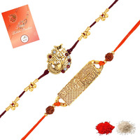 Mahi Gold Plated Combo Of 2 Jay Shree Ram Rakhi For Brother, Bhai, Bro (Rco1105736G)