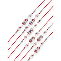 Accessher Mens Presents Traditional Quirky Bro Rakhi For Brother| Pack Of 6 | Includes Roli Kumkum Packets & Happy Rakshabandhan Card | Rakhi Gift For Brother