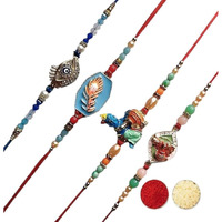 Partish Rakhi For Brother L Rakhabandhan Rakhi With Roli Tilak (Pack Of 4)
