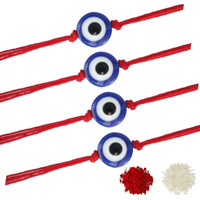 Alaukik Handmade Evil Eye Rakhi Protect From Negative Energy Unisex Evil Eye Rakhi With Beads Handmade Rakhi For Brother/Sister Set Of 4