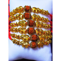 Siddhi Art Jewellery Handmade Colorfull Designer Rudraksh With Ganesh Rakhi Set For Bhaiya/Rakhi For Brothers Pack Of 6 (Style 5)
