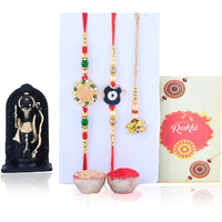 Rakhi Gift Combo For Brother Best Gift For Bhaiya Bhabhi Ram Lala Idol Murti Chawal + Free Rakhi Card-Rram45