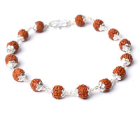Hem Jewels Pure Silver Rudraksh Rakhi For Brother | Rudaksh Bracelet For Boys And Men | Classic Rudraksh Rakhi (Hjrkh-61)
