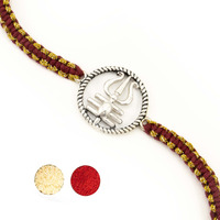 Njels Unisex-Adult 925 Pure Silver Rakhi For Brother Original Silver Oxidised Trishul Rakhi For Brother Pure Cotton Fancy Rakhi For Brother (Bis Hallmark Stamped)