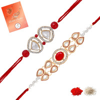 Mahi Gold Plated Classic Kundan Studded Ethnic Thread Rakhi Set For Brother, Bhai, Bro (Rco1105730Gred)