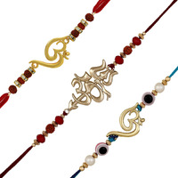 Mahi Combo Of Evil Om And Trishul Rakhis With Crystals And Rudraksha For Bhaiya (Rco1105554G)