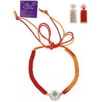 Sukkhi Rakhi 925 Sterling Silver Sun With Moon Silver Rakhi Bracelet For Men With Roli Chawal & Free Greeting Card With Certificate Of Authenticity | 925 Silver Rakhi For Brother | Rak106989