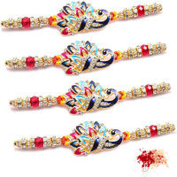 Vibhavari Men's Peacock Rakhi For Brother With Tilak Material And Greeting Card
