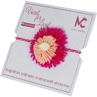 Mihu Creation Pack Of 1 Handmade Eco Friendly Organic Rakhi With Seed For Brother Bhai With Roli (Peach & Pink)