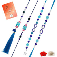 Mahi Combo Of 2 Crystals Studded Simple And Classic Lumba And Brother Rakhi Set For Bhaiya And Bhabhi (Rcol1105704R)