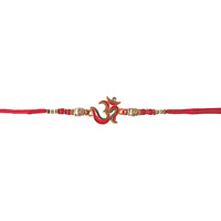 Accessher Mens Traditional Meenakari Embedded Delicate Om/Aum Rakhi For Beloved Brother & Gifting With Roli Kumkum Packets & Happy Rakshabandhan Card