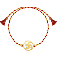 Giva 925 Silver Golden Swastik Rakhi, Cotton Thread | Quirky Rakshabandhan Rakhi For Brother | Silver Rakhi For Boys & Men With Certificate Of Authenticity And 925 Stamp