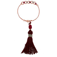 Mahi Rose Gold Plated Pink And White Crystals Lumba Rakhi For Bhabhi (Ral1100713Zpin)