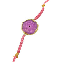 Golden Quartz - The Crystal Hub - Pink Agate Rakhi For Brother With Natural Agate Slice