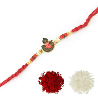 Abhishek Exclusive Designer Ganesh Brother Rakhi For Your Bhaiya With Roli-Chawal Pack