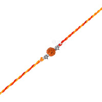 I Juels ; Live The Emotions 925 Pure Real Rudraksh Silver Rakhi For Brother. Rakshabandhan Gift For Men & Boys I With Roli Chawal And Certificate Of Authenticity.