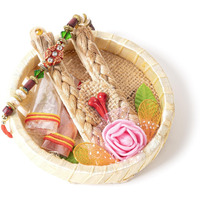 Chottey Lal And Sons Rakshabandhan Rakhi For Brother With Roli Chawal And Decorative Plate || Multicolor Artificial Pearl Dora Rakhi Set For Bhaiya Bhabhi (Multicolor)