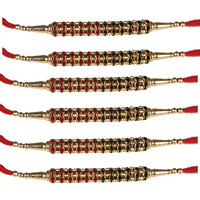 Kartik Designer Rudraksh Rakhi Set/Combo/Pack Of 6 Dora Rakhi/Dhaga With Roli And Chawal Son_8_Dora_6