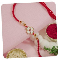 I Jewels Flower Design Rakhi With Roli Chawal & Rakshabandhan Card For Bro/Brother/Bhai (R325)