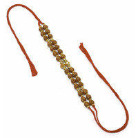 Zeneme Rakhi For Bhaiya Rudraksh Stringed In Red Thread Rakhi For Bhai With Roli Chawal And Raksha Bandhan Greeting Card For Bhai/Bhaiya