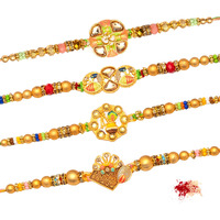 To The Nines Rakhi For Brother With Tilak Material & Greeting Card For Men - Pack Of 4 Rakhi
