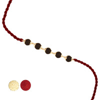 Njels Silver Rakhi Bracelet For Brother | Karungali Rakhi For Men And Boys | Silver Rakhi For Brother With Pure Cotton Thread | 5 Karungali Beads