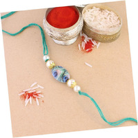 I Jewels Pearl & Peacock Feather Designer Bhaiya Rakhi With Roli Chawal For Brother/Bro/Men With Rakshabandhan Card ((R103)