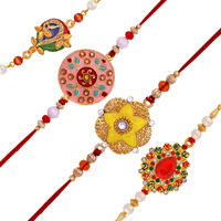 Mahi Combo Of Exclusive Designer Meenakari Work Rakhi's With White Crystal And Artificial Pearl For Bhaiya (Rco1105230M)