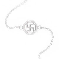 Parnika 925 Om Ganesha Rudraksha Infinity Bro Shiv Bhai Adjustable Silver Rakhi Bracelet For Brother In 92.5 Sterling Silver For Boys And Men | Chandi Ki Rakhi | Gift Box Roli Chawal (Swastik 1)