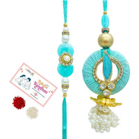 Chottey Lal And Sons Rakshabandhan Bhaiya Bhabhi Couple Rakhi With Roli Chawal || Traditional Colorful Thread Floral Lumba Rakhi For Bhabhi (Set Of 2) Prk100399