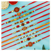Tonkwalas Multicolor Combo Of 10 Rakhi Set For Men With Roli Chawal Best Wishes Greeting Card Rakhi For Brother