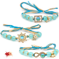 To The Nines Mens Rakhi For Brother - Pack Of 3 Rakhi With Tilak Material And Greeting Card