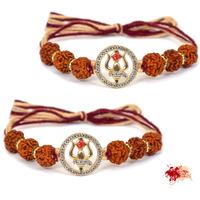 To The Nines Men's Rakhi For Brother - Pack Of 2 Rudraksh Rakhi With Tilak Material & Greeting Card