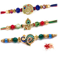 To The Nines Rakhi For Brother With Greeting Card And Tilak Material - Pack Of 3 Rakhi