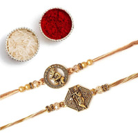 The Purple Tree Rose Gold Krishna Rakhi For Bhai (Pack Of 2), Handmade Rakhi For Brother, Rakshabandhan Gift For Bhai, Best Rakhi For Bhaiya