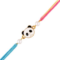 Mahi Meena Work Enameled Panda-Shaped Cartoon Rakshabandhan Rakhi For Chota Bhai, Kids, Bhatija (Ra1100741G)