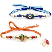 To The Nines Men Rakhi For Brother - Pack Of 2 Rakhi With Tilak Material & Greeting Card