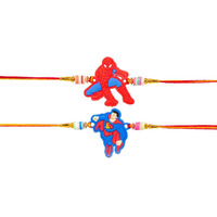 Kizzi Kids Rakhi Set - Spiderman And Supermen Design Rakhi Made With Rubber | Perfect Raksha Bandhan Gift For Kids