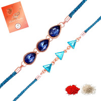 Mahi Combo Of Geometric Design Crystals Studded 2 Bracelet Style Rakhis For Brother, Bhai, Bro (Rco1105708Z)