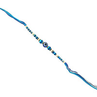 Accessher Quirky Delicate Evil Eye Blue Rakhi For Beloved Brother, Kids & Gifting With Roli Kumkum Packets & Happy Rakshabandhan Card (Pack Of 1)