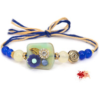 To The Nines Elegant Floral Rakhi For Brother With Tilak Material And Greeting Card