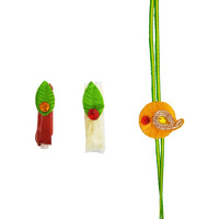 Mehrunnisa Fabric And Dabka Rakhi With Roli & Chawal For Boy's (Green)