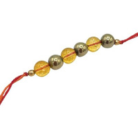 Golden Quartz - The Crystal Hub - Citrine + Pyrite Crystal Rakhi For Brother With Natural Gemstones